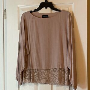 Mustard Seed Women's Blouse with Lace Hem - light pink